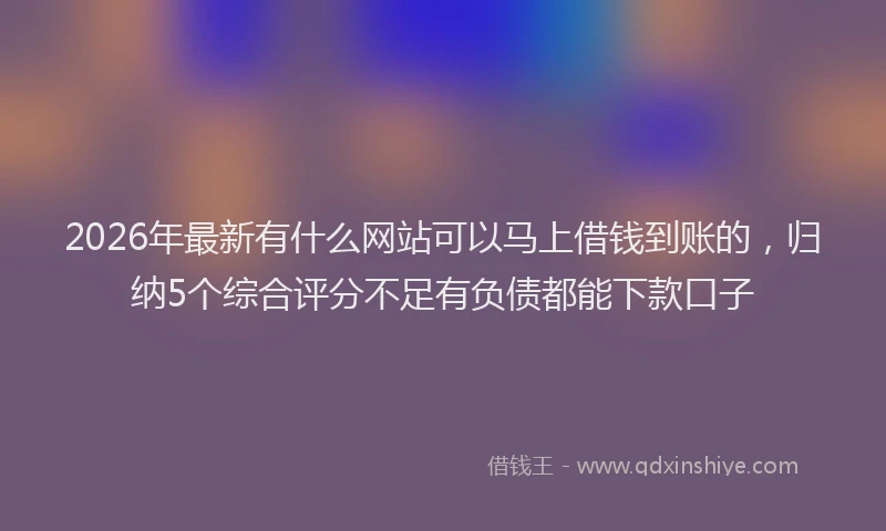 2026年最新有什么网站可以马上借钱到账的，归纳5个综合评分不足有负债都能下款口子
