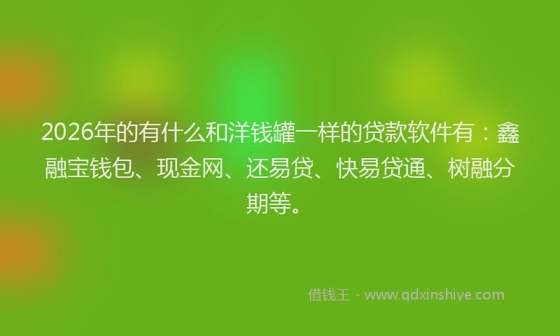 2026年的有什么和洋钱罐一样的贷款软件有：鑫融宝钱包、现金网、还易贷、快易贷通、树融分期等。