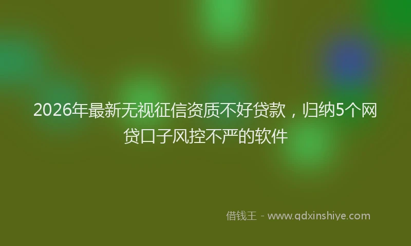 2026年最新无视征信资质不好贷款，归纳5个网贷口子风控不严的软件