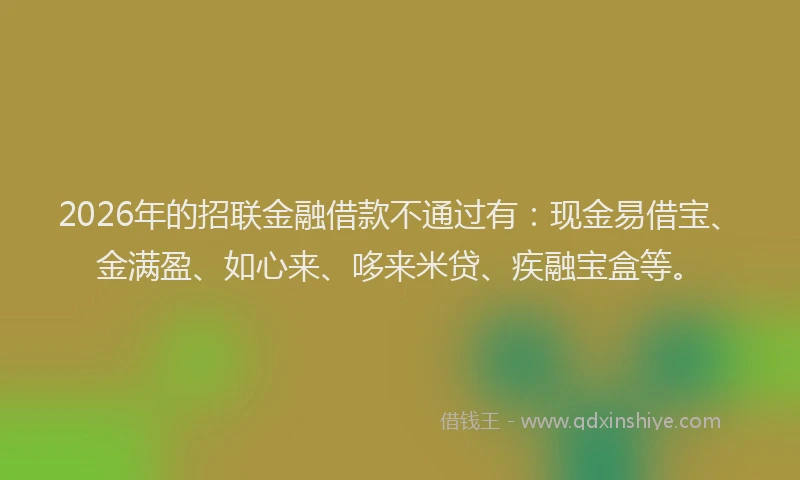 2026年的招联金融借款不通过有：现金易借宝、金满盈、如心来、哆来米贷、疾融宝盒等。