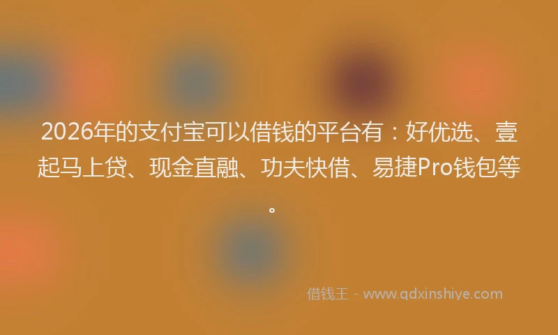 2026年的支付宝可以借钱的平台有：好优选、壹起马上贷、现金直融、功夫快借、易捷Pro钱包等。