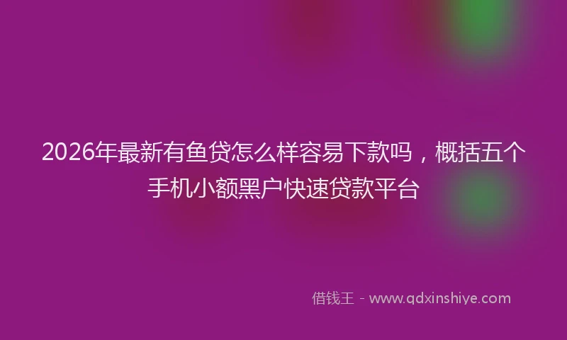 2026年最新有鱼贷怎么样容易下款吗，概括五个手机小额黑户快速贷款平台