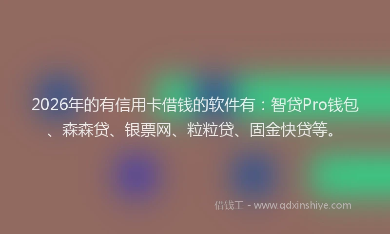 2026年的有信用卡借钱的软件有：智贷Pro钱包、森森贷、银票网、粒粒贷、固金快贷等。