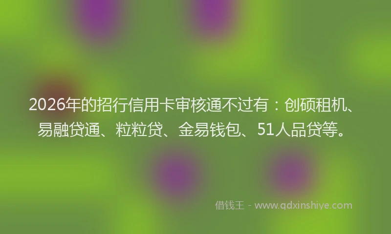 2026年的招行信用卡审核通不过有：创硕租机、易融贷通、粒粒贷、金易钱包、51人品贷等。