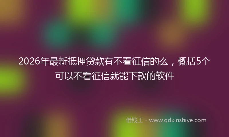2026年最新抵押贷款有不看征信的么，概括5个可以不看征信就能下款的软件