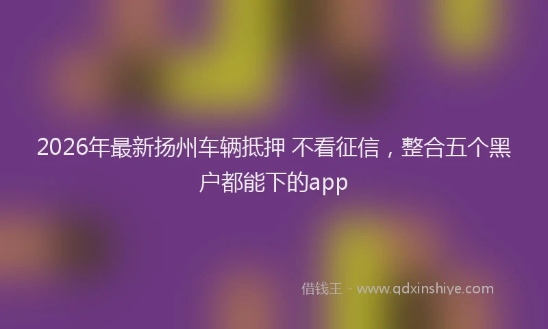 2026年最新扬州车辆抵押 不看征信，整合五个黑户都能下的app