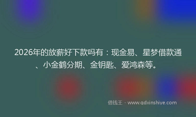 2026年的放薪好下款吗有：现金易、星梦借款通、小金鹤分期、金钥匙、爱鸿森等。