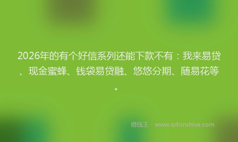2026年的有个好信系列还能下款不有：我来易贷、现金蜜蜂、钱袋易贷融、悠悠分期、随易花等。
