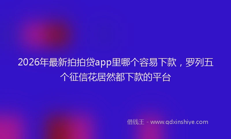 2026年最新拍拍贷app里哪个容易下款，罗列五个征信花居然都下款的平台