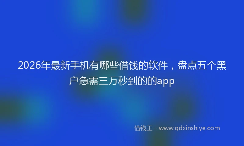 2026年最新手机有哪些借钱的软件，盘点五个黑户急需三万秒到的的app
