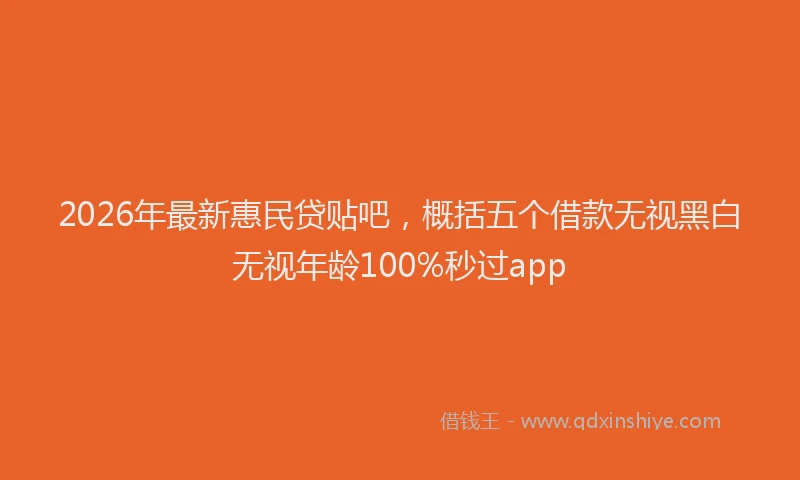 2026年最新惠民贷贴吧，概括五个借款无视黑白无视年龄100%秒过app