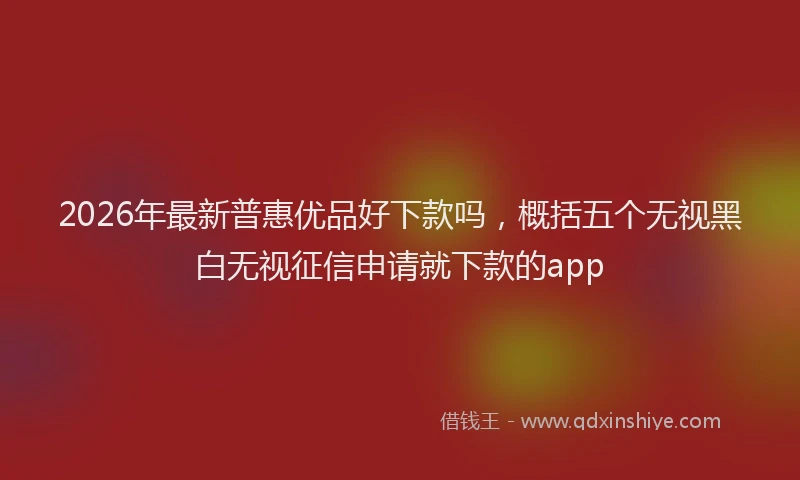 2026年最新普惠优品好下款吗，概括五个无视黑白无视征信申请就下款的app