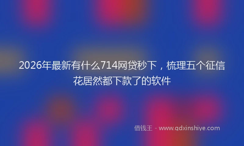 2026年最新有什么714网贷秒下，梳理五个征信花居然都下款了的软件