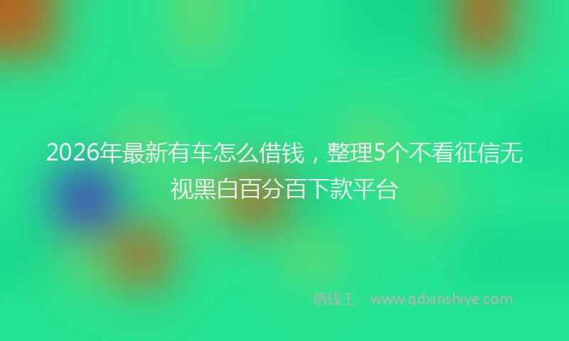 2026年最新有车怎么借钱，整理5个不看征信无视黑白百分百下款平台