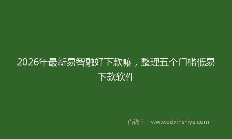 2026年最新易智融好下款嘛，整理五个门槛低易下款软件