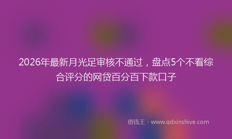 2026年最新月光足审核不通过，盘点5个不看综合评分的网贷百分百下款口子