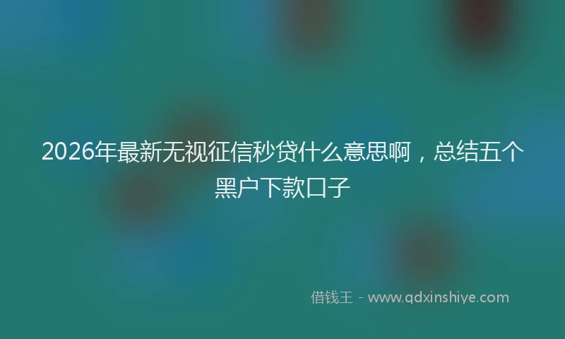2026年最新无视征信秒贷什么意思啊，总结五个黑户下款口子