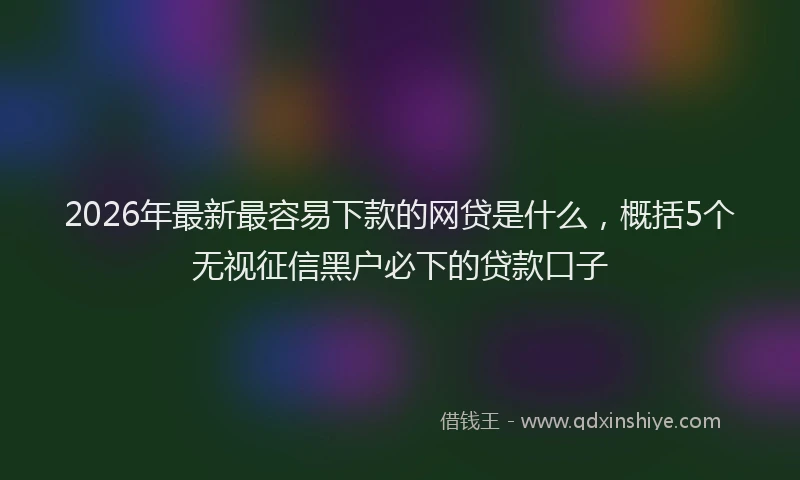 2026年最新最容易下款的网贷是什么，概括5个无视征信黑户必下的贷款口子
