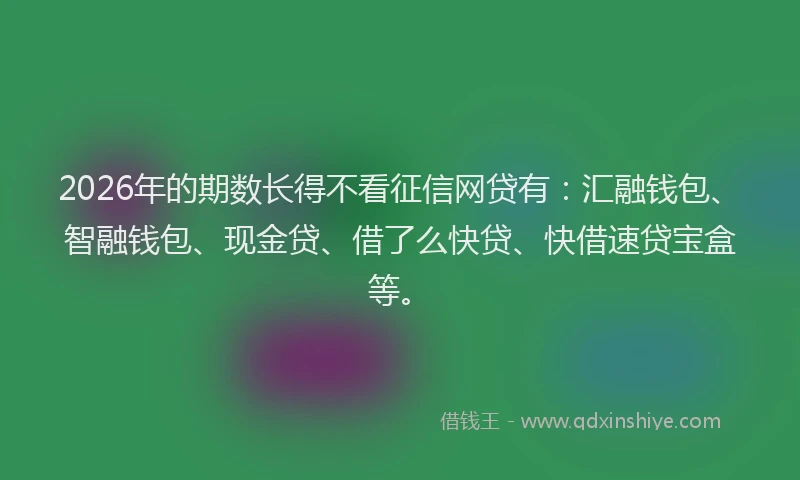 2026年的期数长得不看征信网贷有：汇融钱包、智融钱包、现金贷、借了么快贷、快借速贷宝盒等。