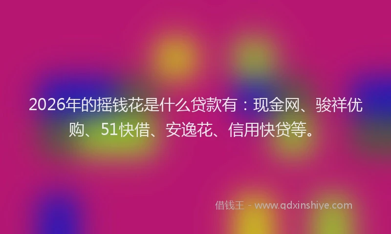 2026年的摇钱花是什么贷款有：现金网、骏祥优购、51快借、安逸花、信用快贷等。