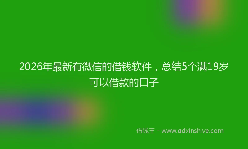 2026年最新有微信的借钱软件，总结5个满19岁可以借款的口子