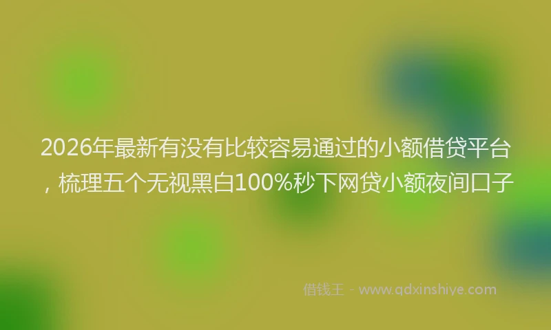 2026年最新有没有比较容易通过的小额借贷平台，梳理五个无视黑白100%秒下网贷小额夜间口子