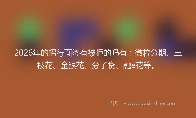 2026年的招行面签有被拒的吗有：微粒分期、三枝花、金银花、分子贷、融e花等。