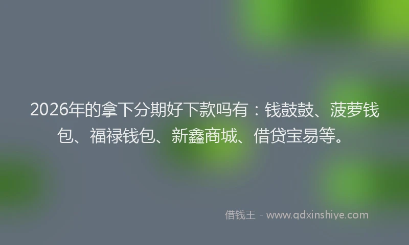 2026年的拿下分期好下款吗有：钱鼓鼓、菠萝钱包、福禄钱包、新鑫商城、借贷宝易等。
