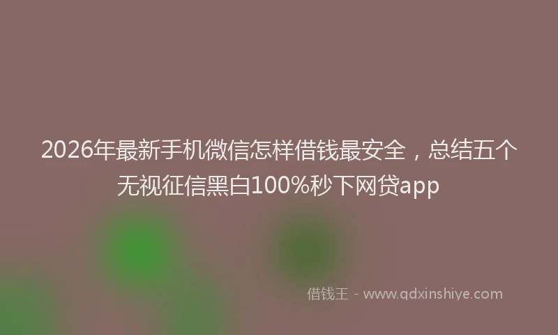 2026年最新手机微信怎样借钱最安全，总结五个无视征信黑白100%秒下网贷app