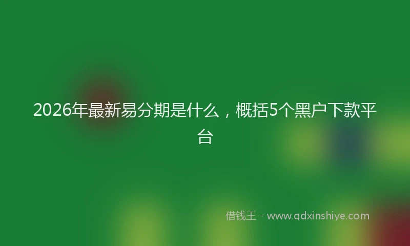 2026年最新易分期是什么，概括5个黑户下款平台