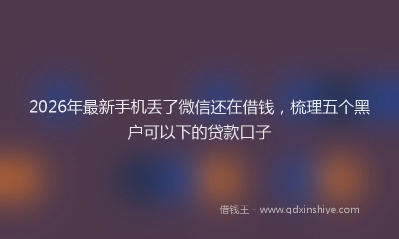 2026年最新手机丢了微信还在借钱，梳理五个黑户可以下的贷款口子