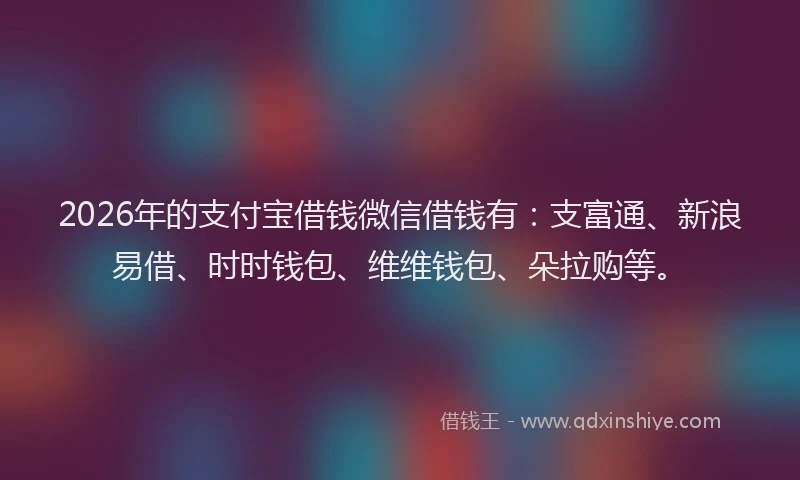 2026年的支付宝借钱微信借钱有：支富通、新浪易借、时时钱包、维维钱包、朵拉购等。
