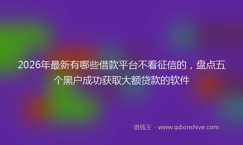 2026年最新有哪些借款平台不看征信的，盘点五个黑户成功获取大额贷款的软件