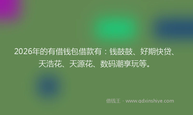 2026年的有借钱包借款有：钱鼓鼓、好期快贷、天浩花、天源花、数码潮享玩等。