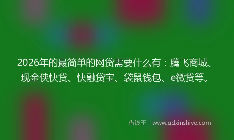 2026年的最简单的网贷需要什么有：腾飞商城、现金侠快贷、快融贷宝、袋鼠钱包、e微贷等。