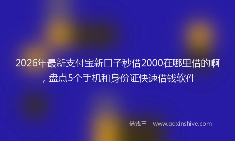 2026年最新支付宝新口子秒借2000在哪里借的啊，盘点5个手机和身份证快速借钱软件