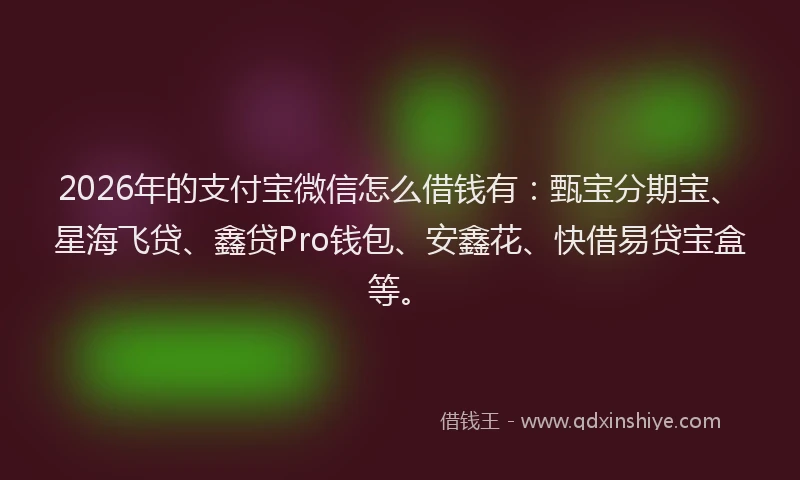 2026年的支付宝微信怎么借钱有：甄宝分期宝、星海飞贷、鑫贷Pro钱包、安鑫花、快借易贷宝盒等。