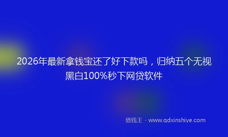 2026年最新拿钱宝还了好下款吗，归纳五个无视黑白100%秒下网贷软件
