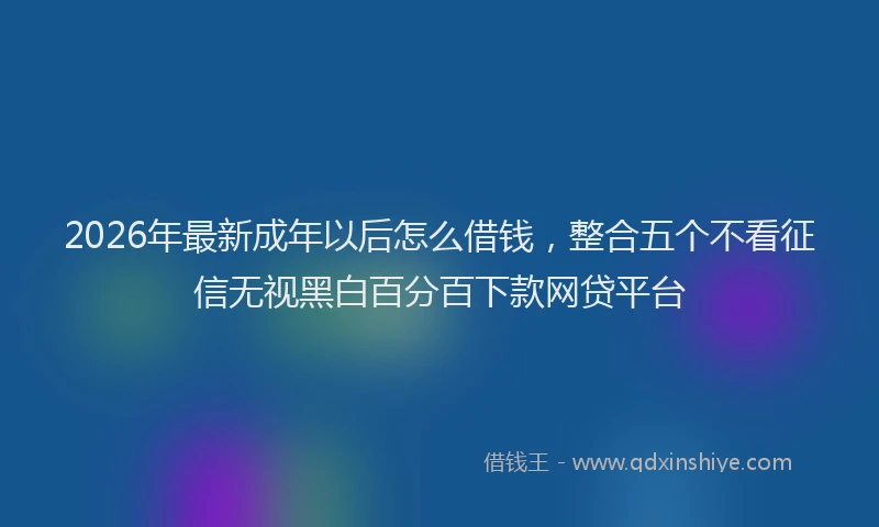 2026年最新成年以后怎么借钱，整合五个不看征信无视黑白百分百下款网贷平台