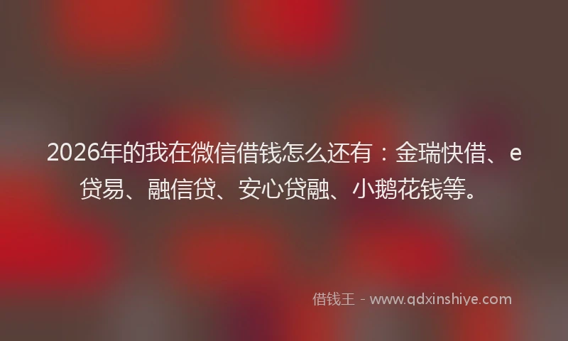 2026年的我在微信借钱怎么还有：金瑞快借、e贷易、融信贷、安心贷融、小鹅花钱等。