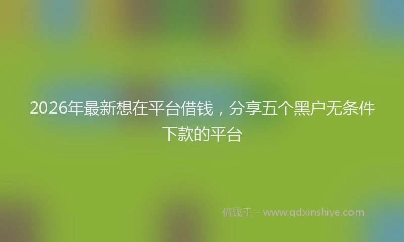2026年最新想在平台借钱，分享五个黑户无条件下款的平台