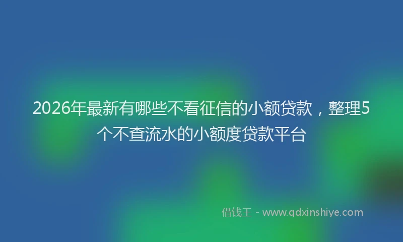2026年最新有哪些不看征信的小额贷款，整理5个不查流水的小额度贷款平台