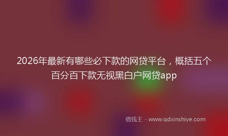 2026年最新有哪些必下款的网贷平台，概括五个百分百下款无视黑白户网贷app