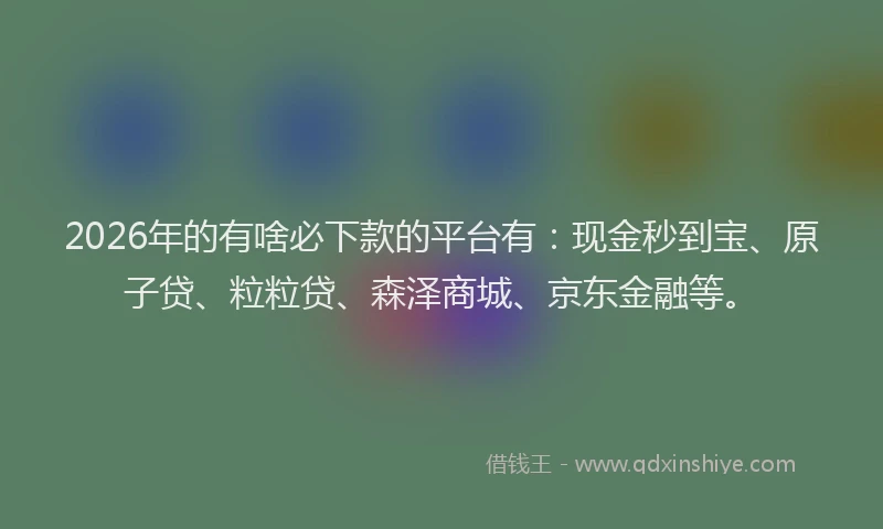 2026年的有啥必下款的平台有：现金秒到宝、原子贷、粒粒贷、森泽商城、京东金融等。