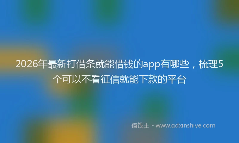 2026年最新打借条就能借钱的app有哪些，梳理5个可以不看征信就能下款的平台