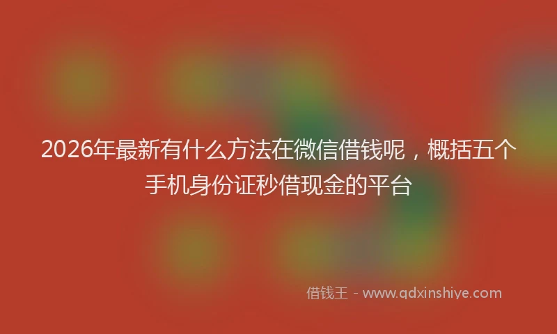 2026年最新有什么方法在微信借钱呢，概括五个手机身份证秒借现金的平台