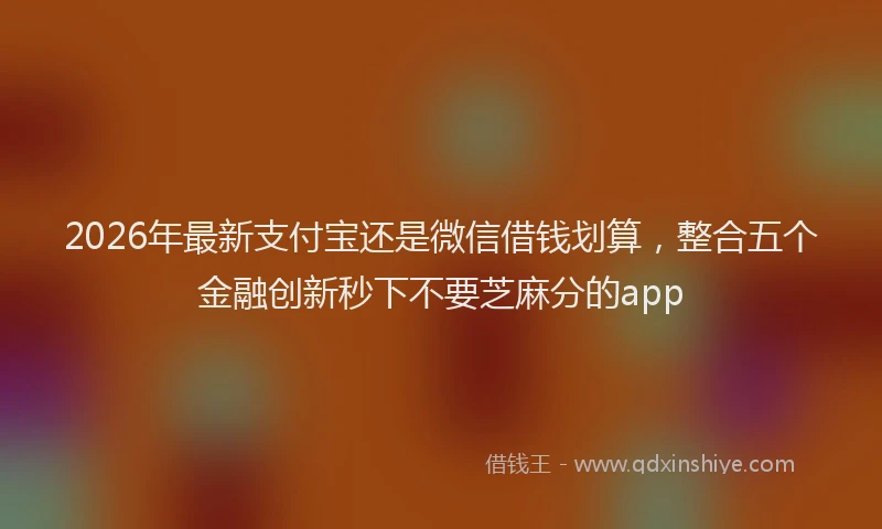 2026年最新支付宝还是微信借钱划算，整合五个金融创新秒下不要芝麻分的app