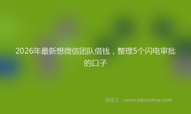 2026年最新想微信团队借钱,整理5个闪电审批的口子