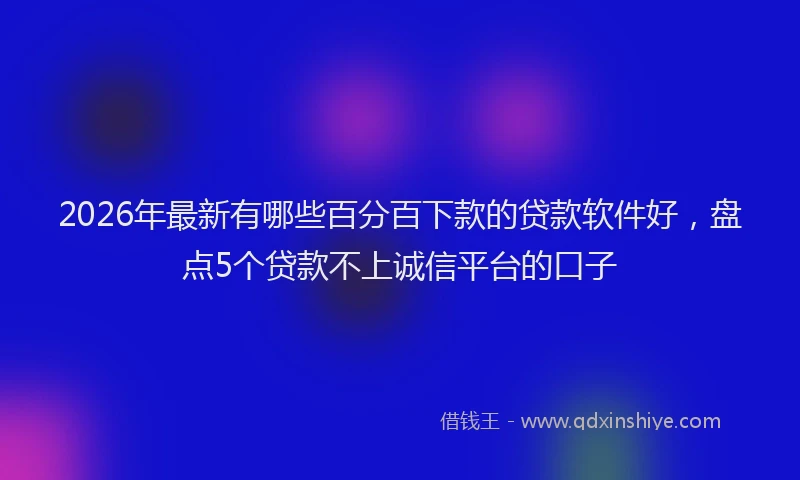 2026年最新有哪些百分百下款的贷款软件好，盘点5个贷款不上诚信平台的口子