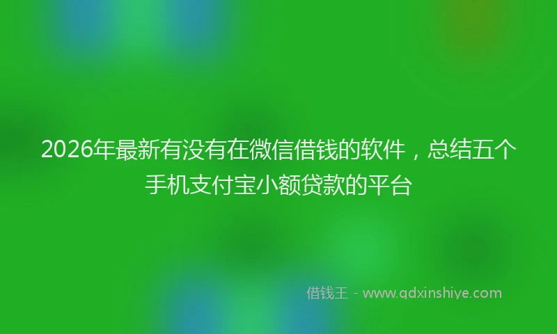 2026年最新有没有在微信借钱的软件，总结五个手机支付宝小额贷款的平台